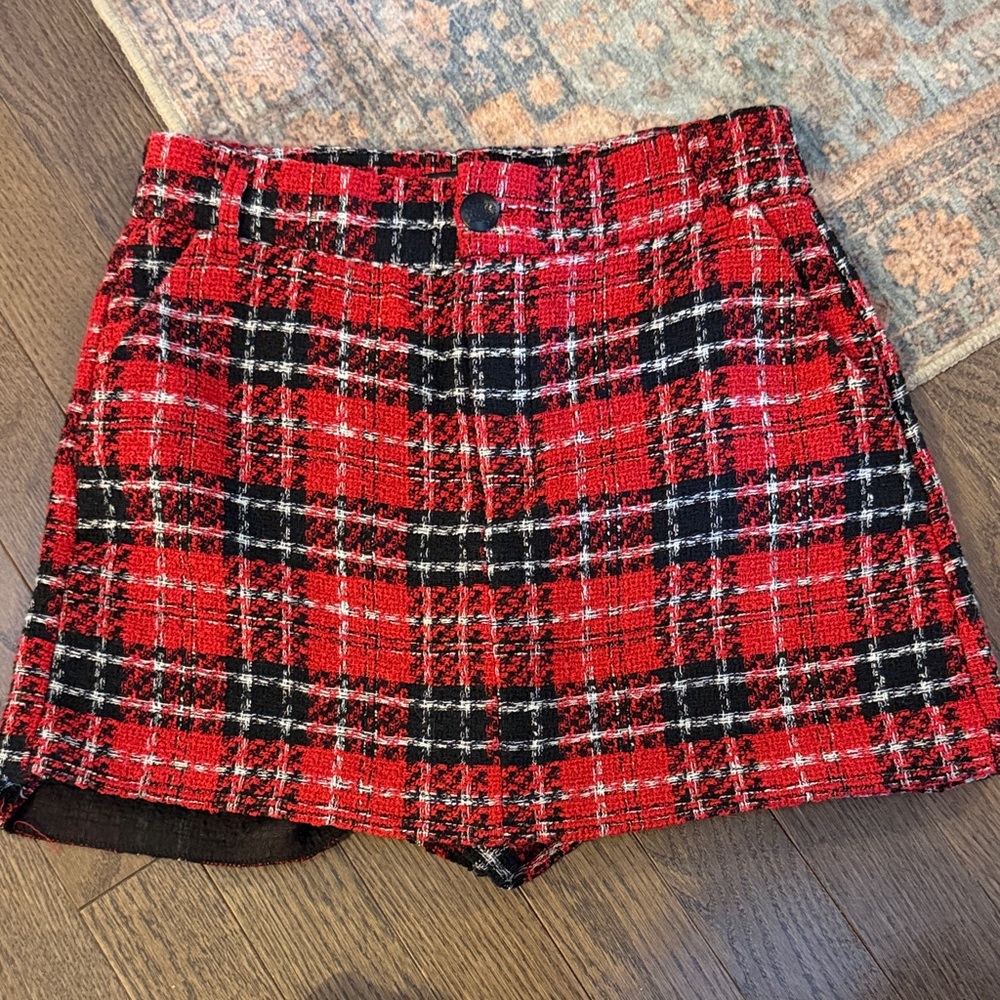Plaid Red and Black Women Skort